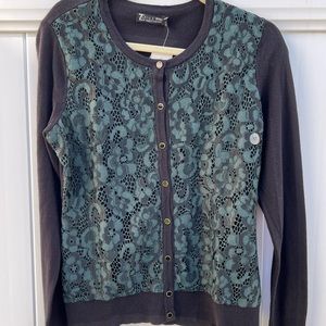 NEW York And Company‎ Green And Black Button Down Sweater Size Medium NWT
